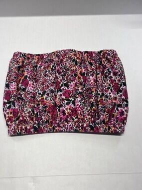 Topshop Pink Floral Tube Top with Elastic Womens Sz 4